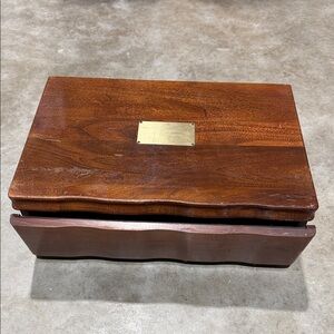 Reed & Barton Wooden Flatware Chest with Brass Plate